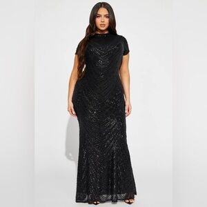 Fashion Nova Meet On The Dancefloor Sequin Maxi Dress - Black